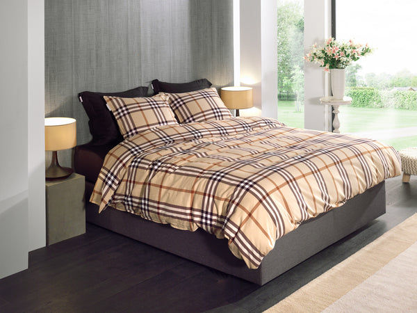 Heckett & Lane Dekbedovertrek Leonardo Beige - 100% Brushed-Cotton