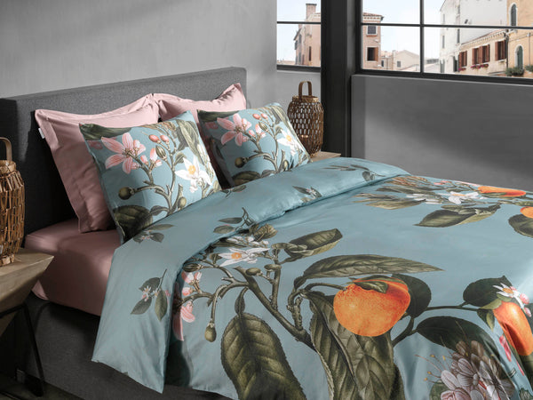 Heckett & Lane Dekbedovertrek Palmira Blue - 100% Katoen-Satijn