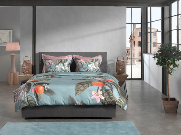 Heckett & Lane Dekbedovertrek Palmira Blue - 100% Katoen-Satijn