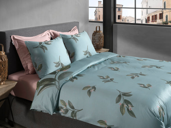 Heckett & Lane Dekbedovertrek Palmira Blue - 100% Katoen-Satijn