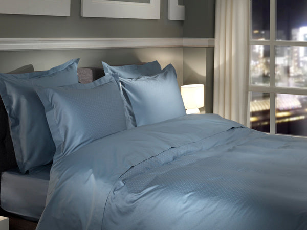 Heckett & Lane Dekbedovertrek Punto Colonial Blue - 100% Katoen-Satijn