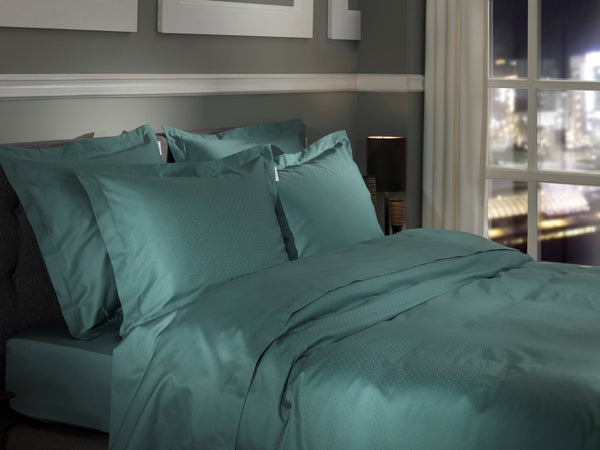 Heckett & Lane Dekbedovertrek Punto Mineral Green - 100% Katoen-Satijn