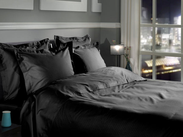 Heckett & Lane Dekbedovertrek Punto Moonless Black - 100% Katoen-Satijn