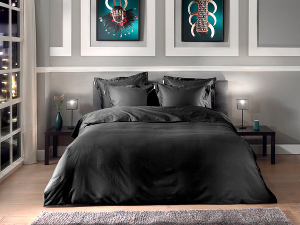 Heckett & Lane Dekbedovertrek Punto Moonless Black - 100% Katoen-Satijn