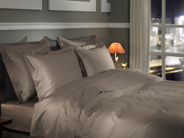 Heckett & Lane Dekbedovertrek Punto Taupe Grey - 100% Katoen-Satijn