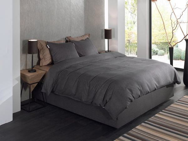 Heckett & Lane Dekbedovertrek Spina Anthracite - 100% Brushed-Cotton