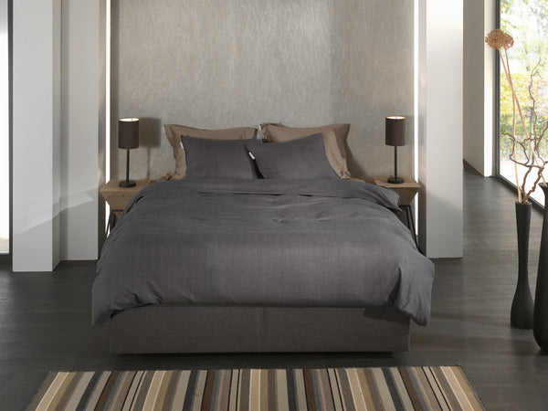 Heckett & Lane Dekbedovertrek Spina Anthracite - 100% Brushed-Cotton