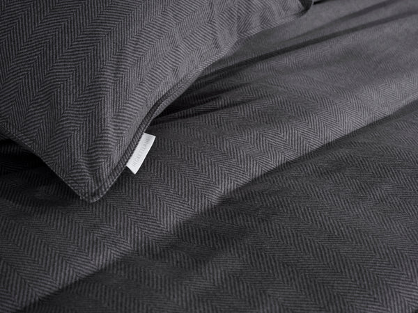 Heckett & Lane Dekbedovertrek Spina Anthracite - 100% Brushed-Cotton