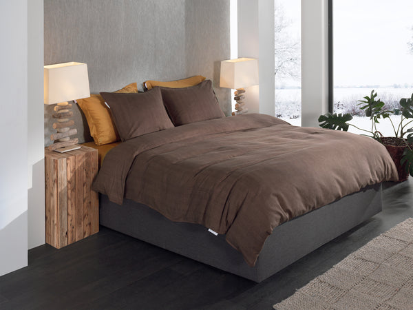 Heckett & Lane Dekbedovertrek Spina Coffee Quartz - 100% Brushed-Cotton