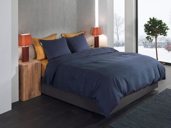 Heckett & Lane Dekbedovertrek Spina Dark Blue - 100% Brushed-Cotton