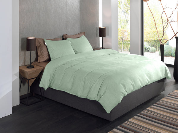 Heckett & Lane Dekbedovertrek Spina Laurel Green - 100% Brushed-Cotton