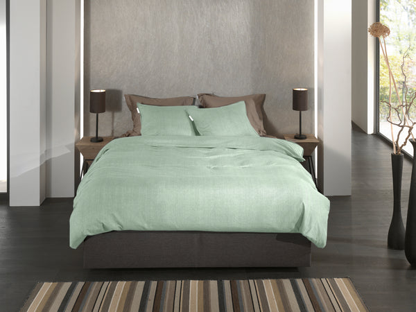 Heckett & Lane Dekbedovertrek Spina Laurel Green - 100% Brushed-Cotton