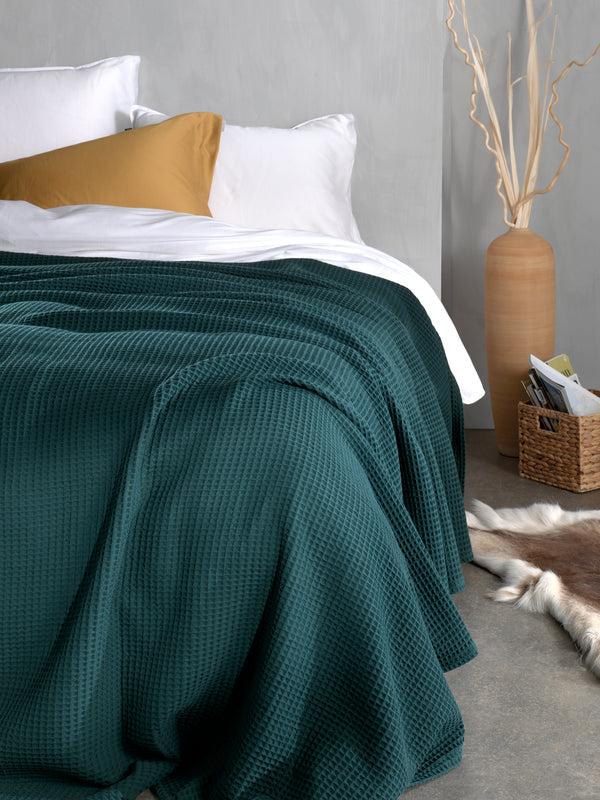 heckett & lane Sprei Wafel Army Green - Gerecycled Katoen