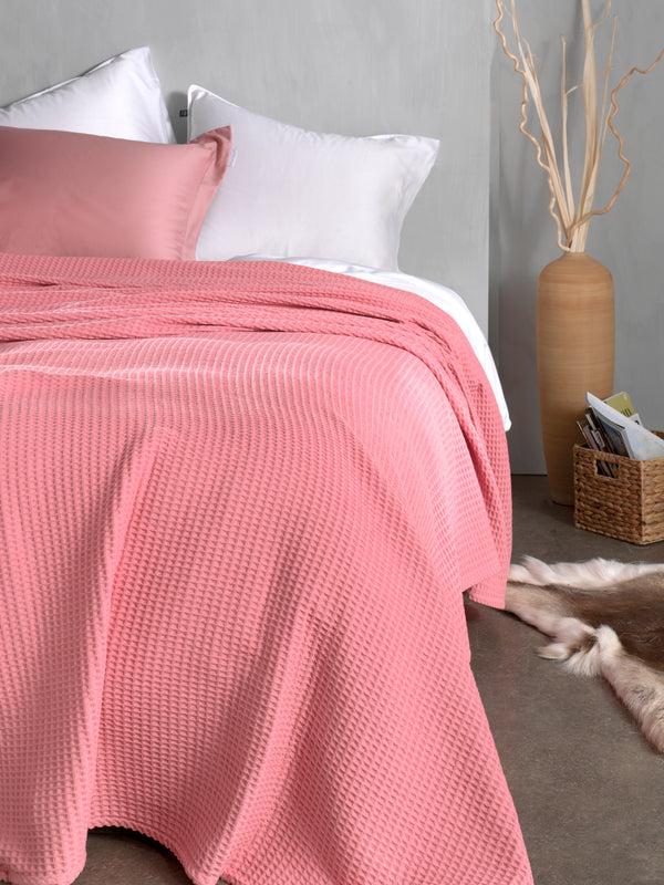heckett & lane Sprei Wafel Baby Pink - Gerecycled Katoen