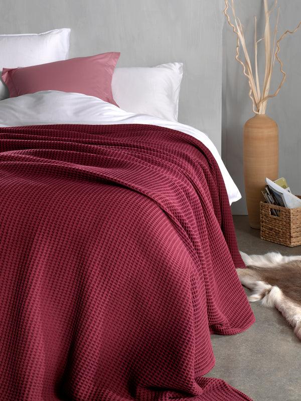 heckett & lane Sprei Wafel Marron Red - Gerecycled Katoen
