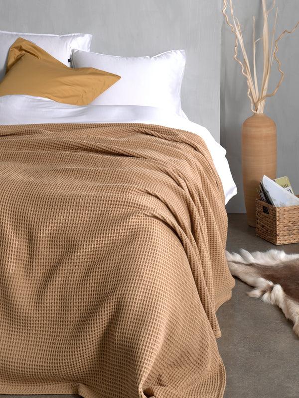 heckett & lane Sprei Wafel Pale Khaki - Gerecycled Katoen