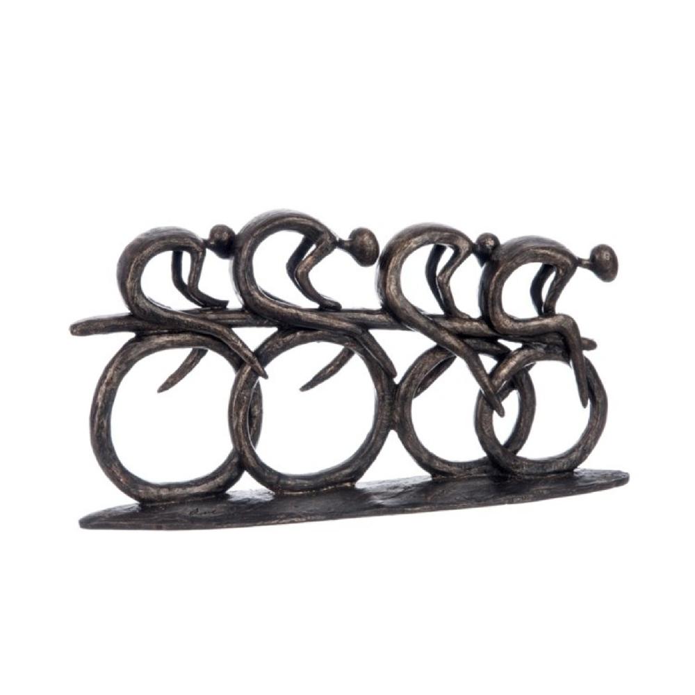 homedecoration Decoratie Beelden Wielrenners Polyester - Donkerbruin