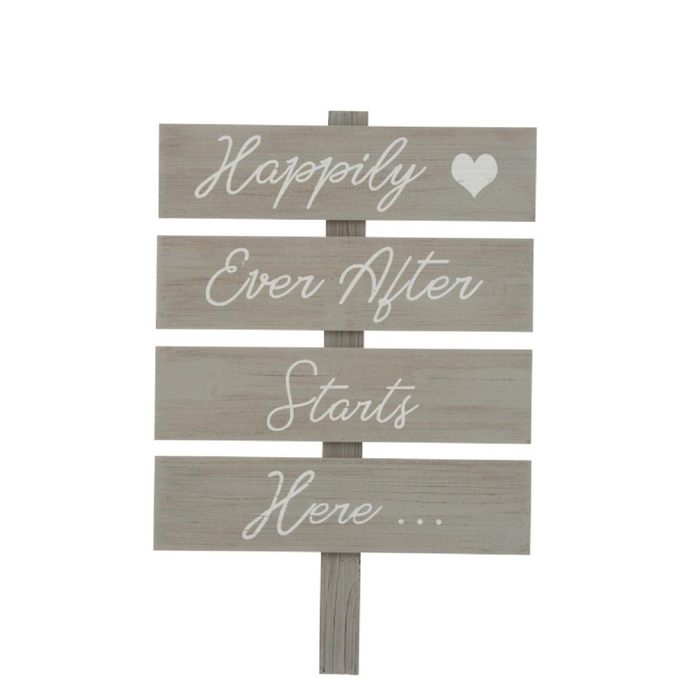 homedecoration Decoratie Bord Gelukkig Teksten Hout - Grijs