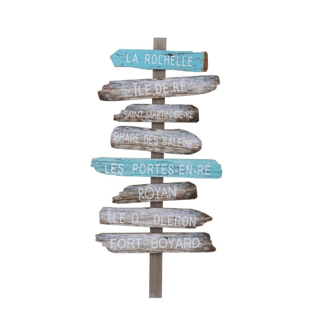 homedecoration Decoratie Bord Steden Hout Lichtblauw - Grijs