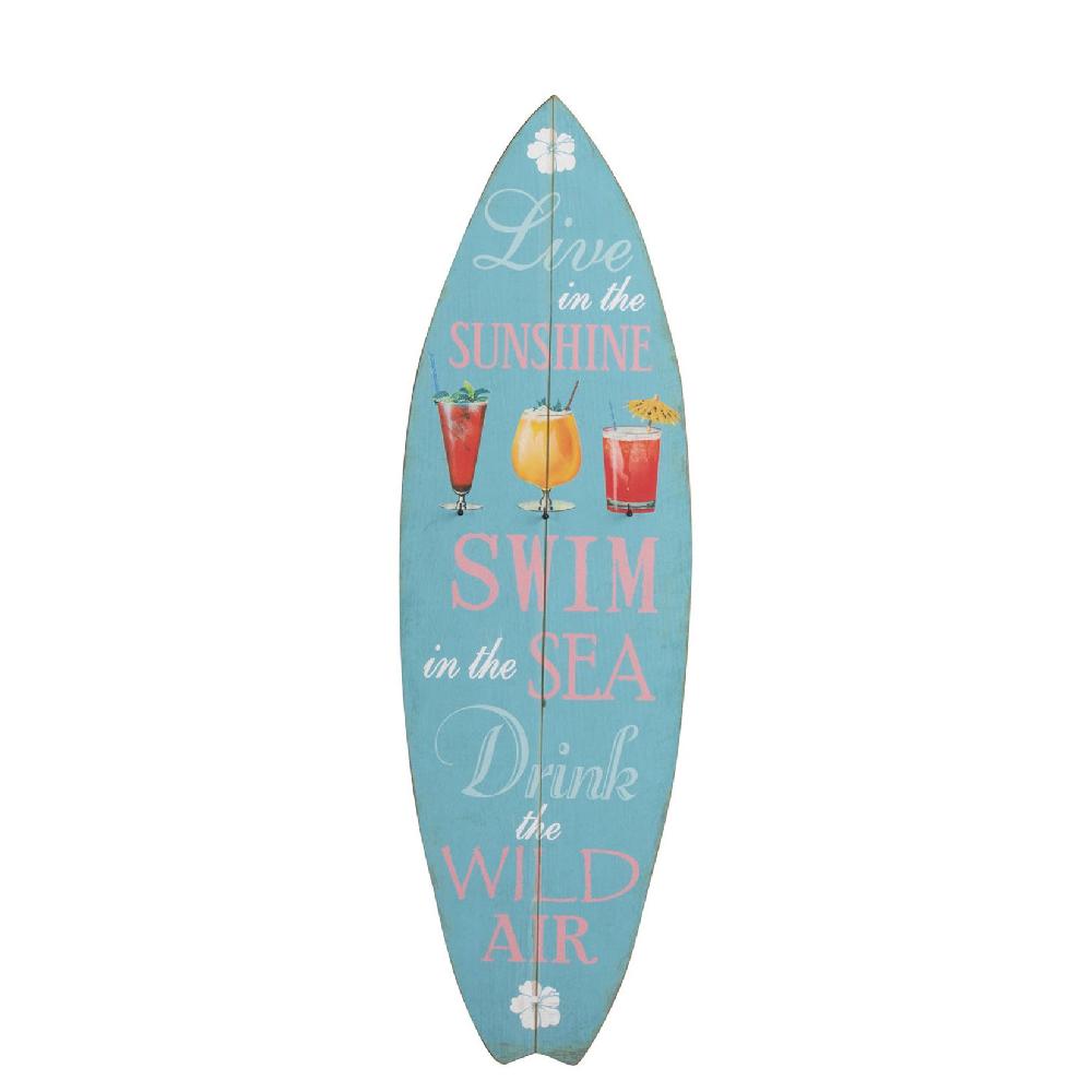 homedecoration Decoratie Bord Surfplank Hout Blauw - Mix