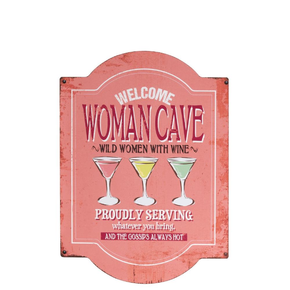 homedecoration Decoratie Bord Woman Cave Metaal - Roze