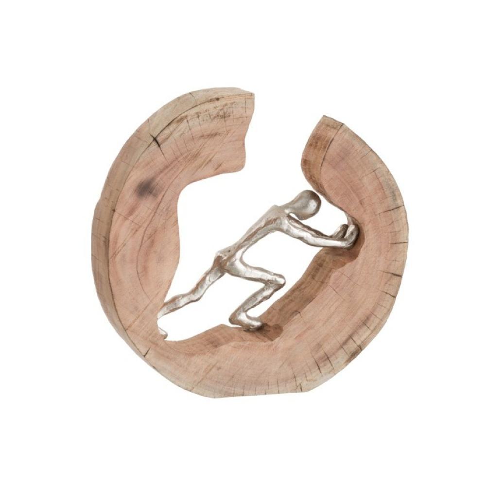 homedecoration Decoratie Cirkel Duwend Figuur Mangohout - Zilver