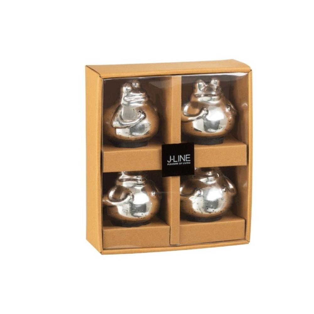 homedecoration Decoratie Drijvende Kikkers Glas Zilver - Small