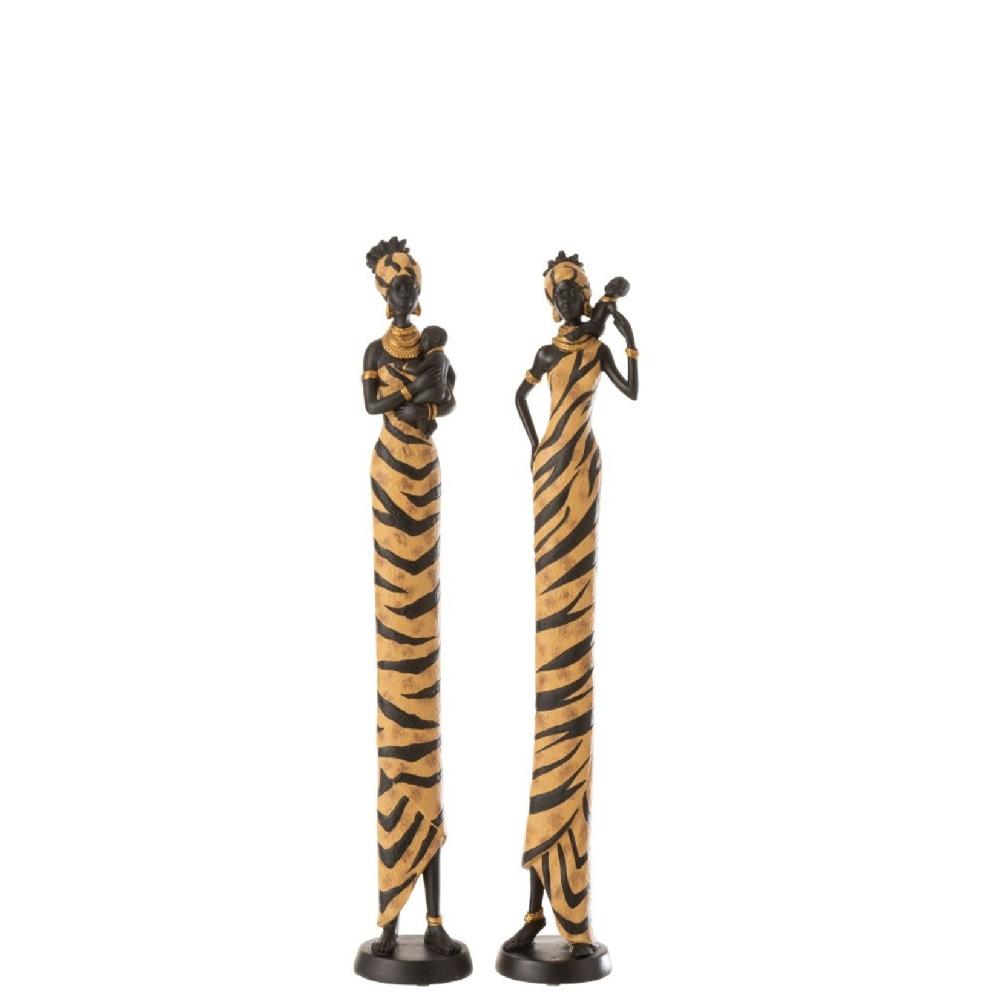 homedecoration Decoratie Figuur Afrikaanse Vrouwen Baby Zwart - Bruin