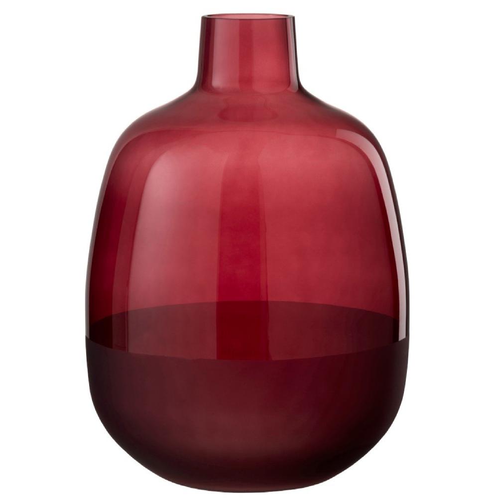 homedecoration Flessen Vaas Glas Rond Half Mat Donkerrood - Large