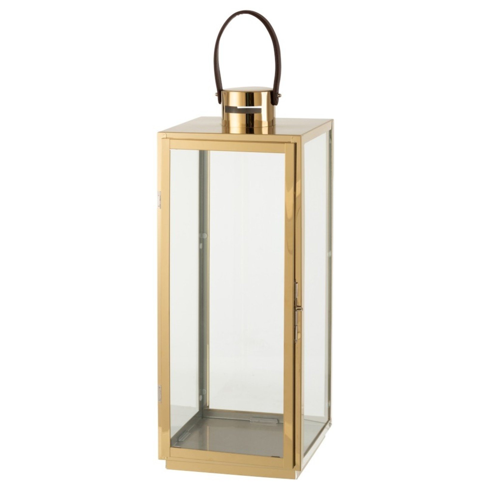 homedecoration Lantaarn Rechthoek Metaal Glas Goud - Large