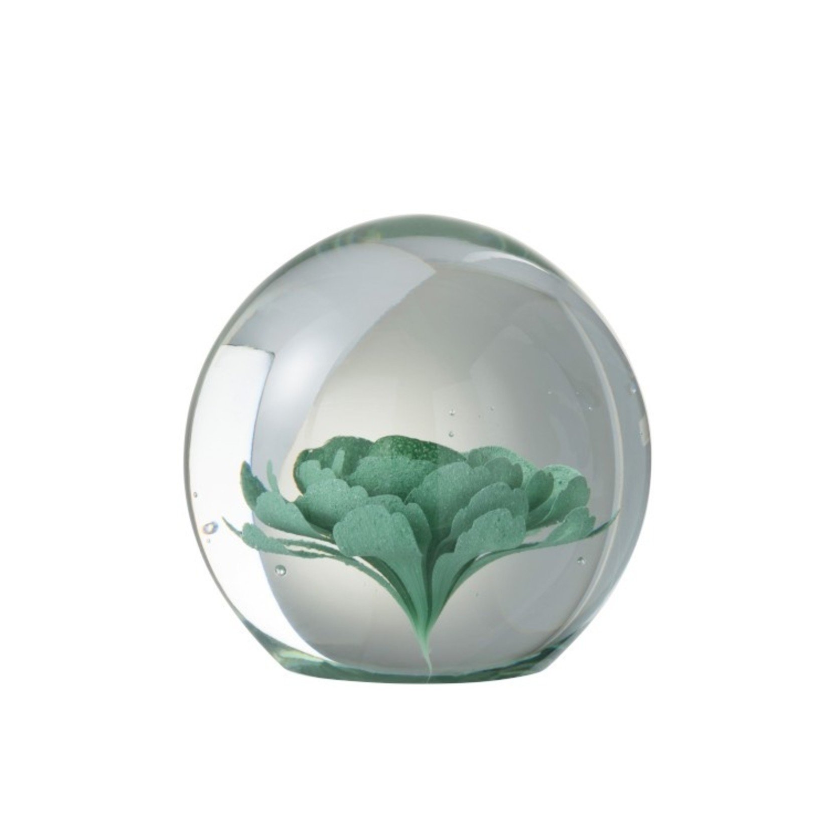 homedecoration Papiergewicht Glas Bloem Transparant Muntgroen - Large