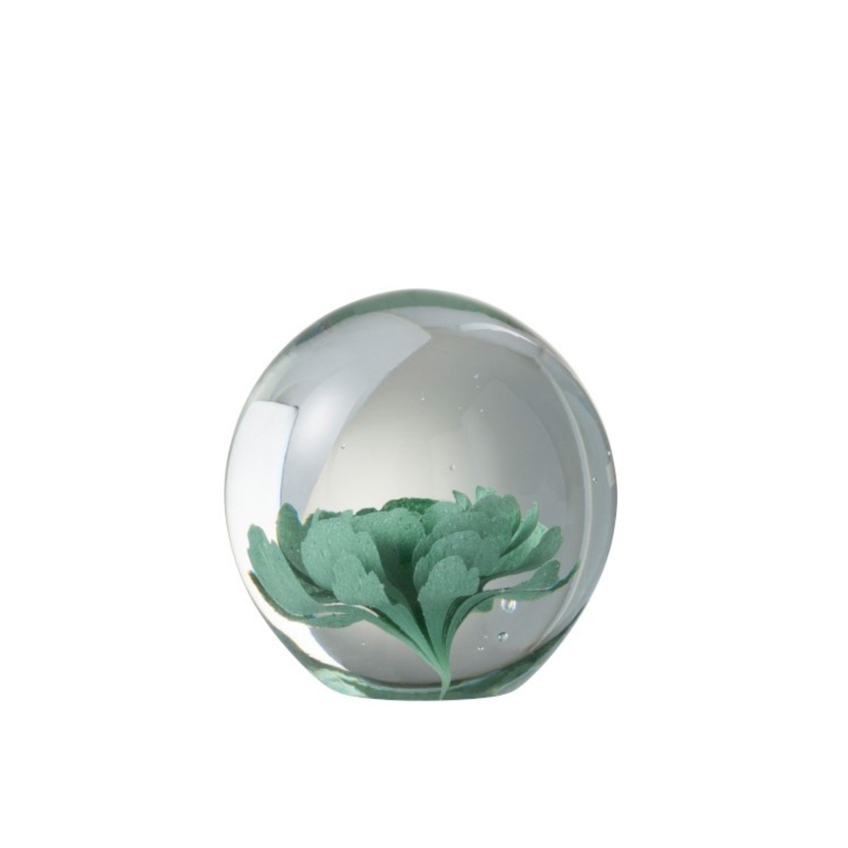 homedecoration Papiergewicht Glas Bloem Transparant Muntgroen - Medium