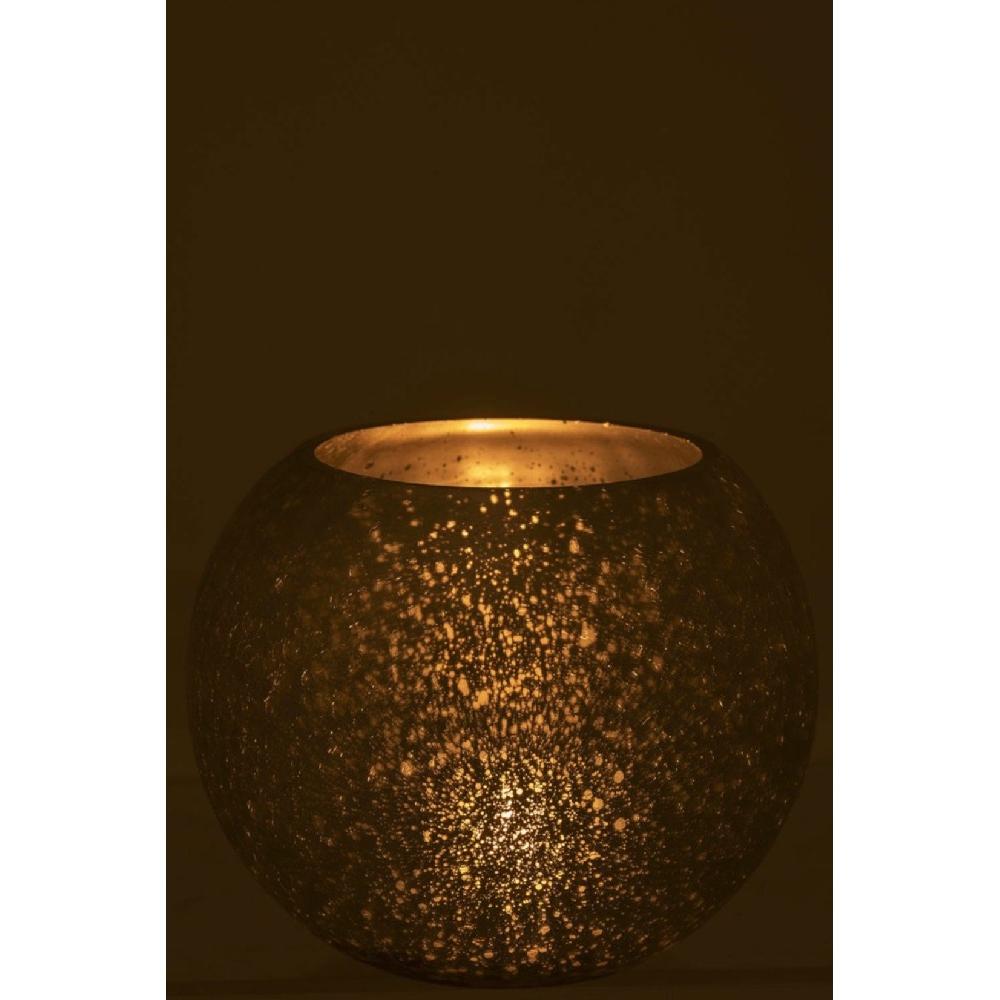 Homedecoration Theelichthouder Bol Glas Blinkend Zilver - Large