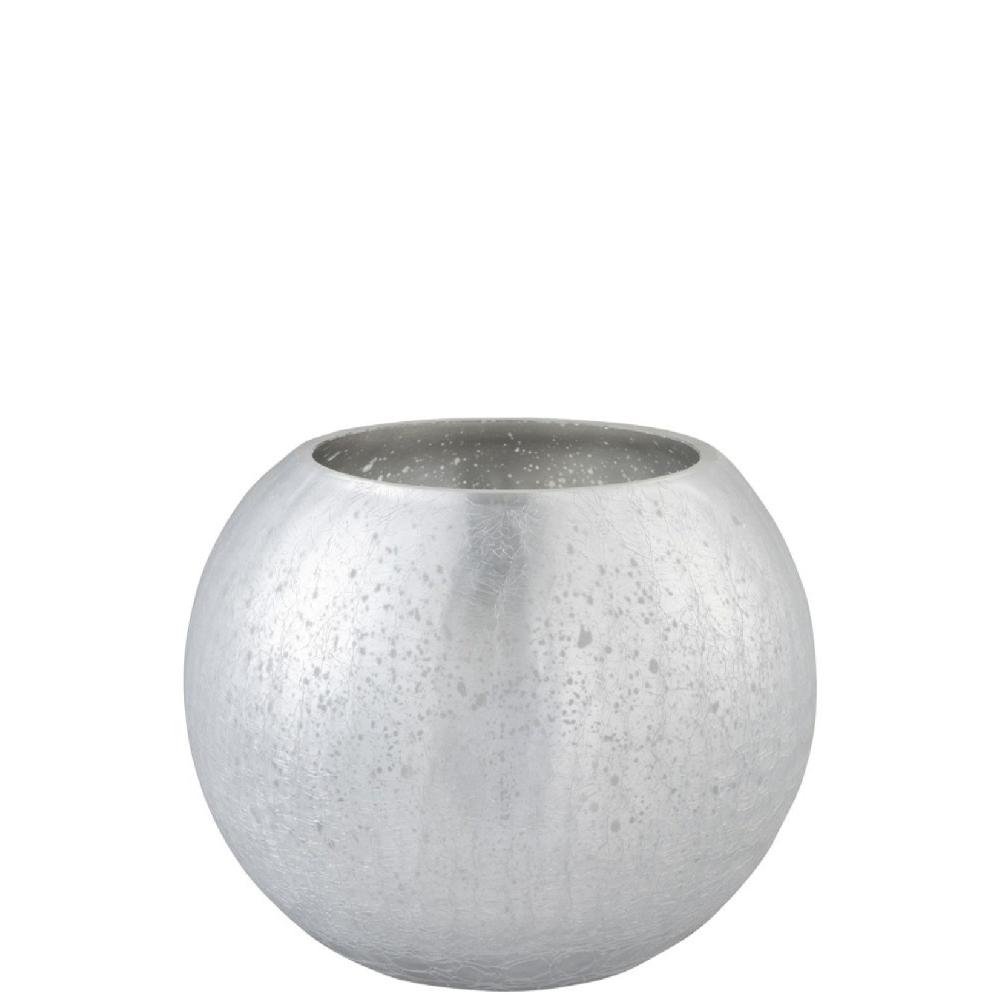 homedecoration Theelichthouder Bol Glas Blinkend Zilver - Large