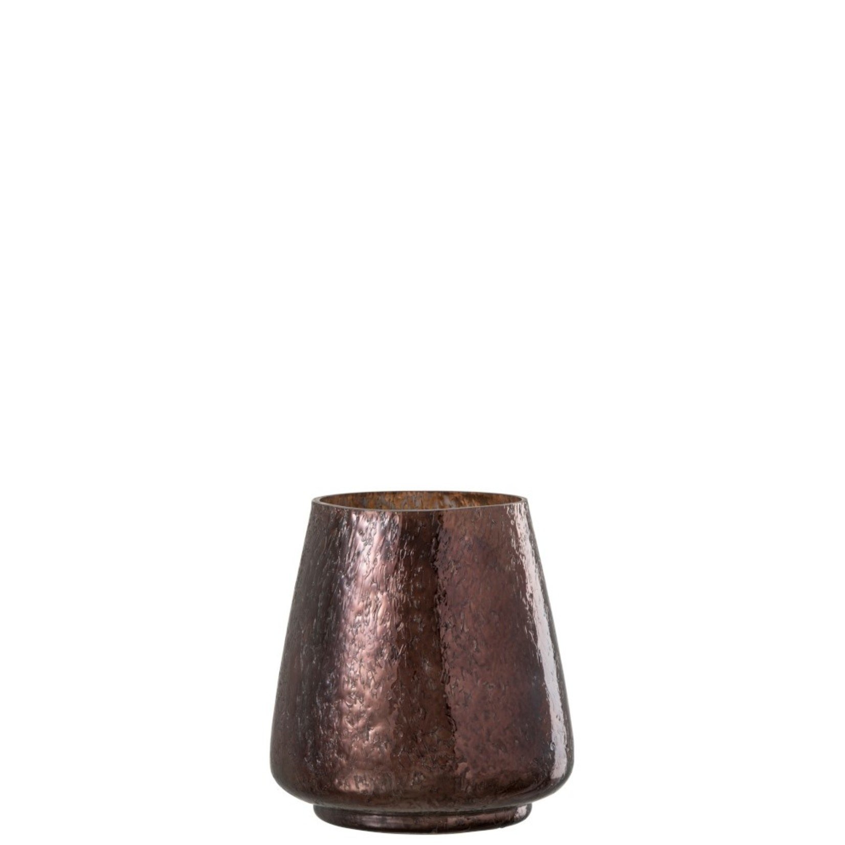 homedecoration Theelichthouder Gehamerd Glas Conisch Blinkend Bruin - Small