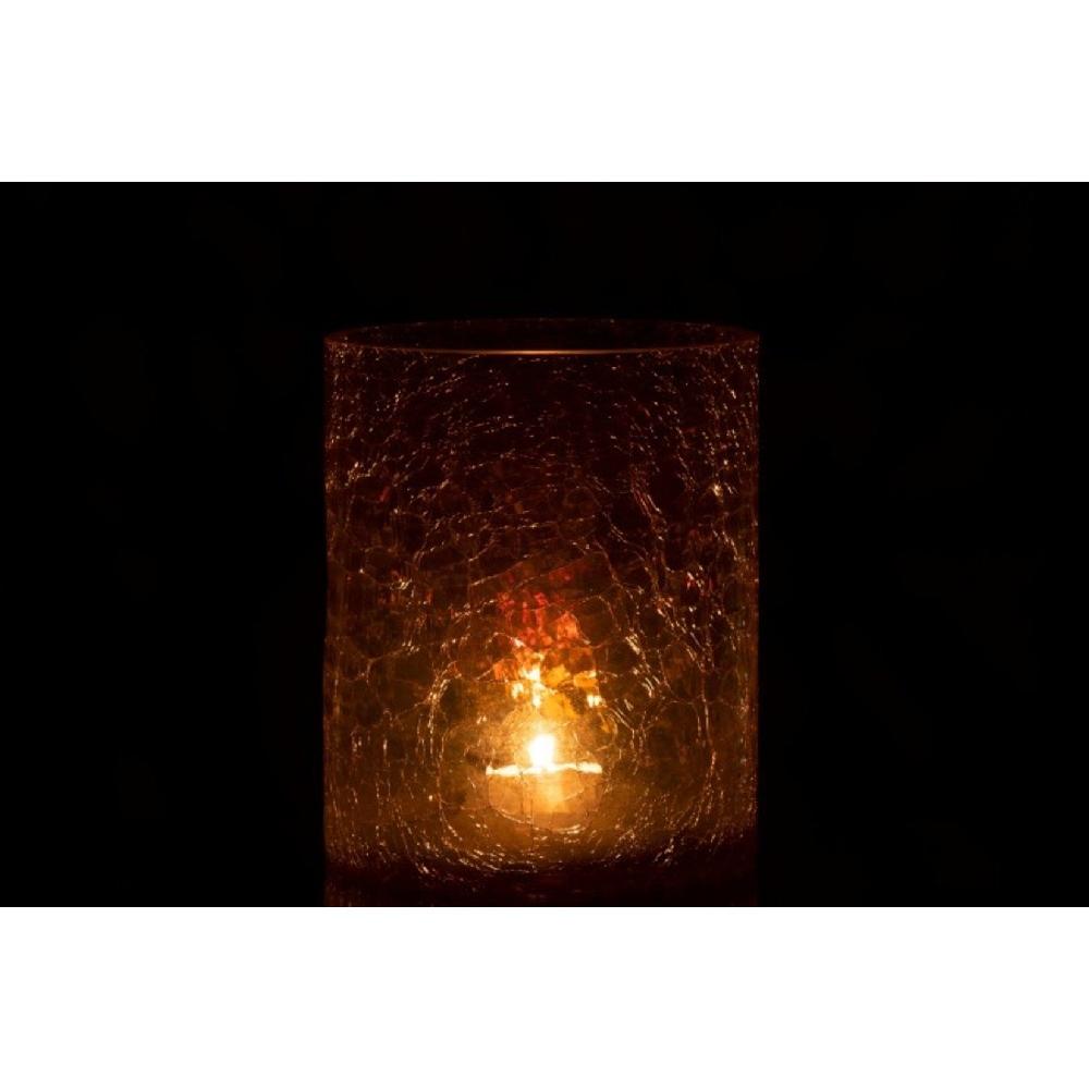 Homedecoration Theelichthouder Glas Crackle Transparant Amber - Large