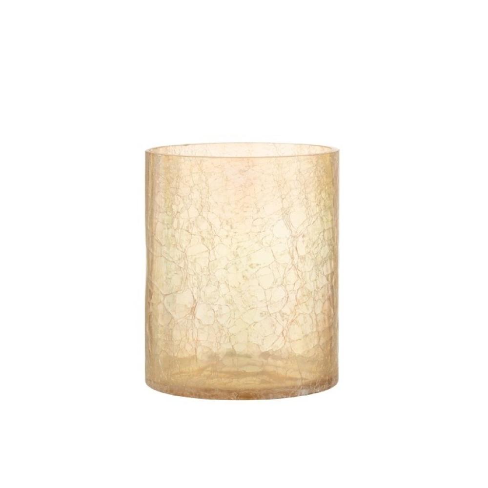homedecoration Theelichthouder Glas Crackle Transparant Amber - Large