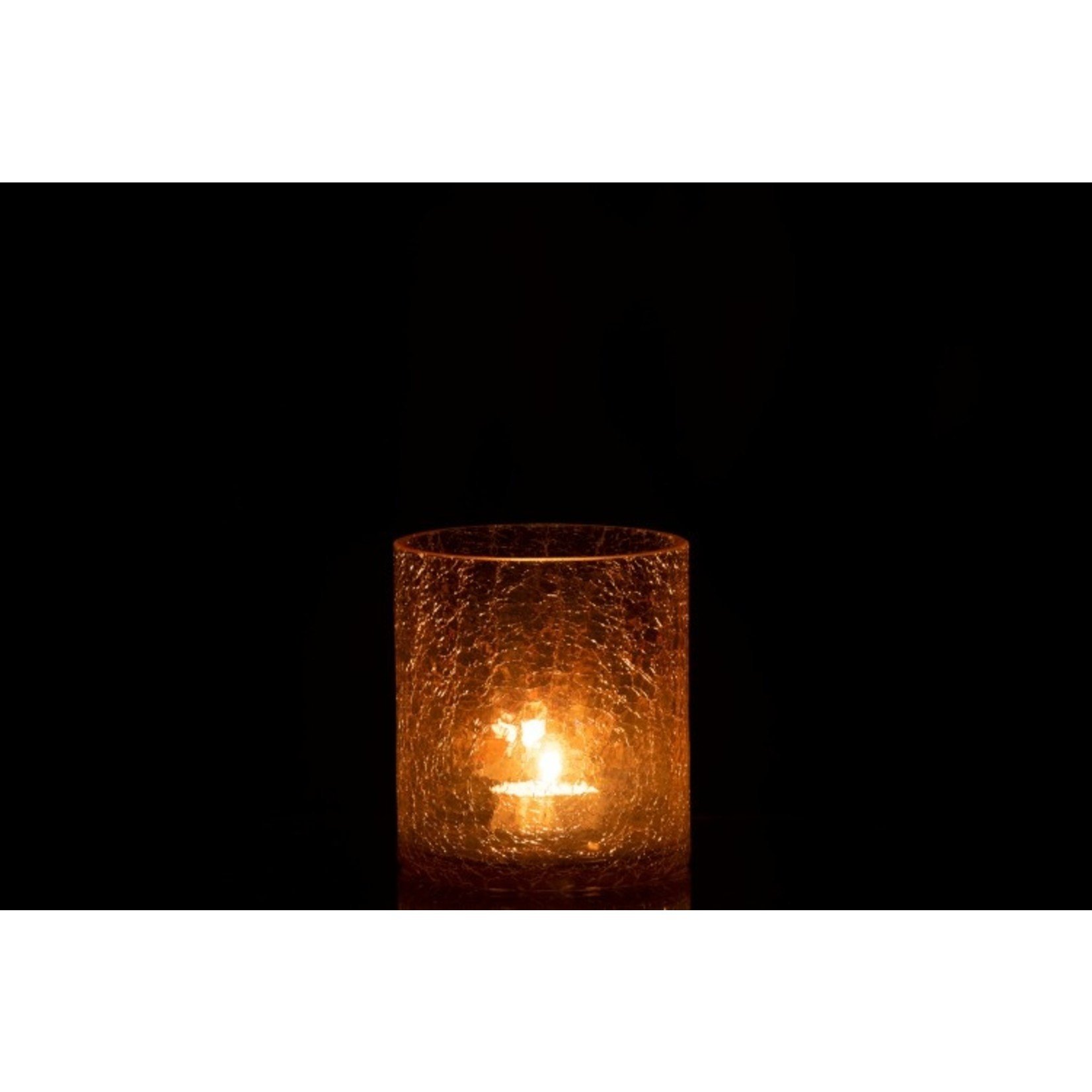 Homedecoration Theelichthouder Glas Crackle Transparant Amber - Medium