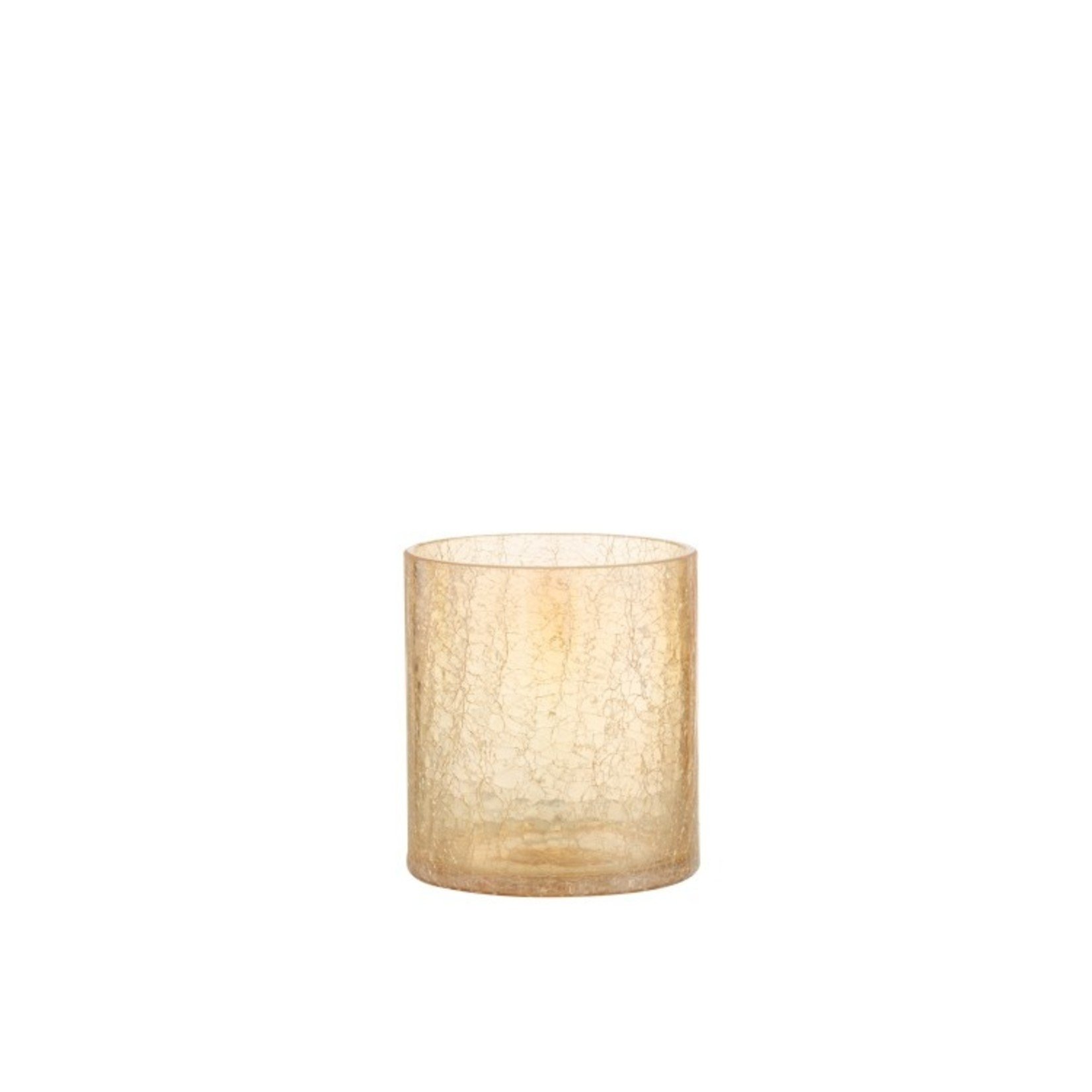 homedecoration Theelichthouder Glas Crackle Transparant Amber - Medium