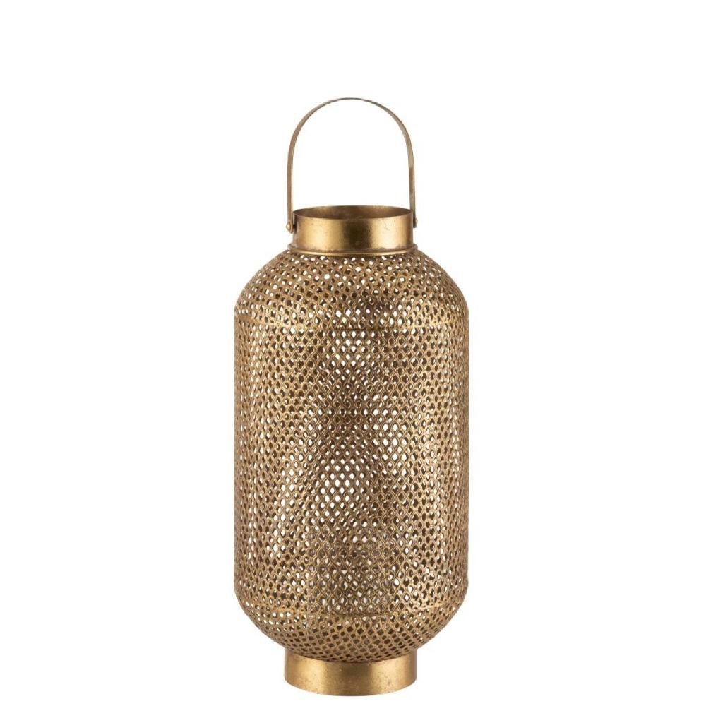 homedecoration Theelichthouder Lantaarn Met Handvat Metaal - Goud