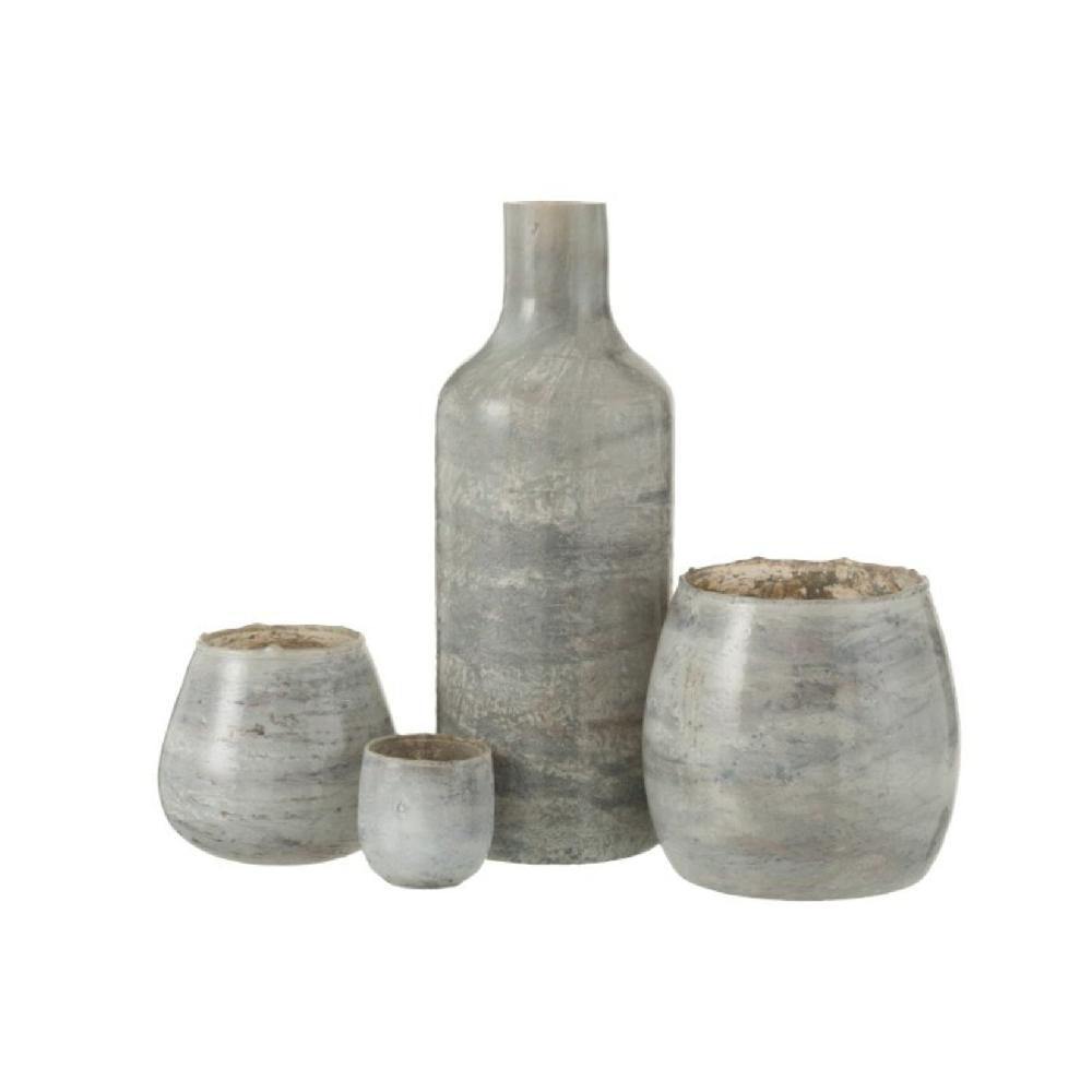 Homedecoration Theelichthouders Glas Marmer Grijs - Small