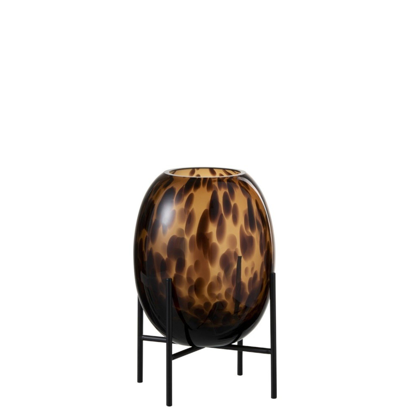 homedecoration Vaas Op Voet Glas Metaal Gevlamd Transparant Bruin - Small