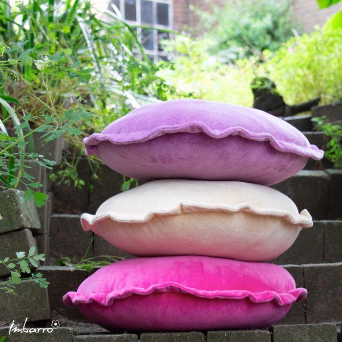 Imbarro Kussen Round Ruffle Purple