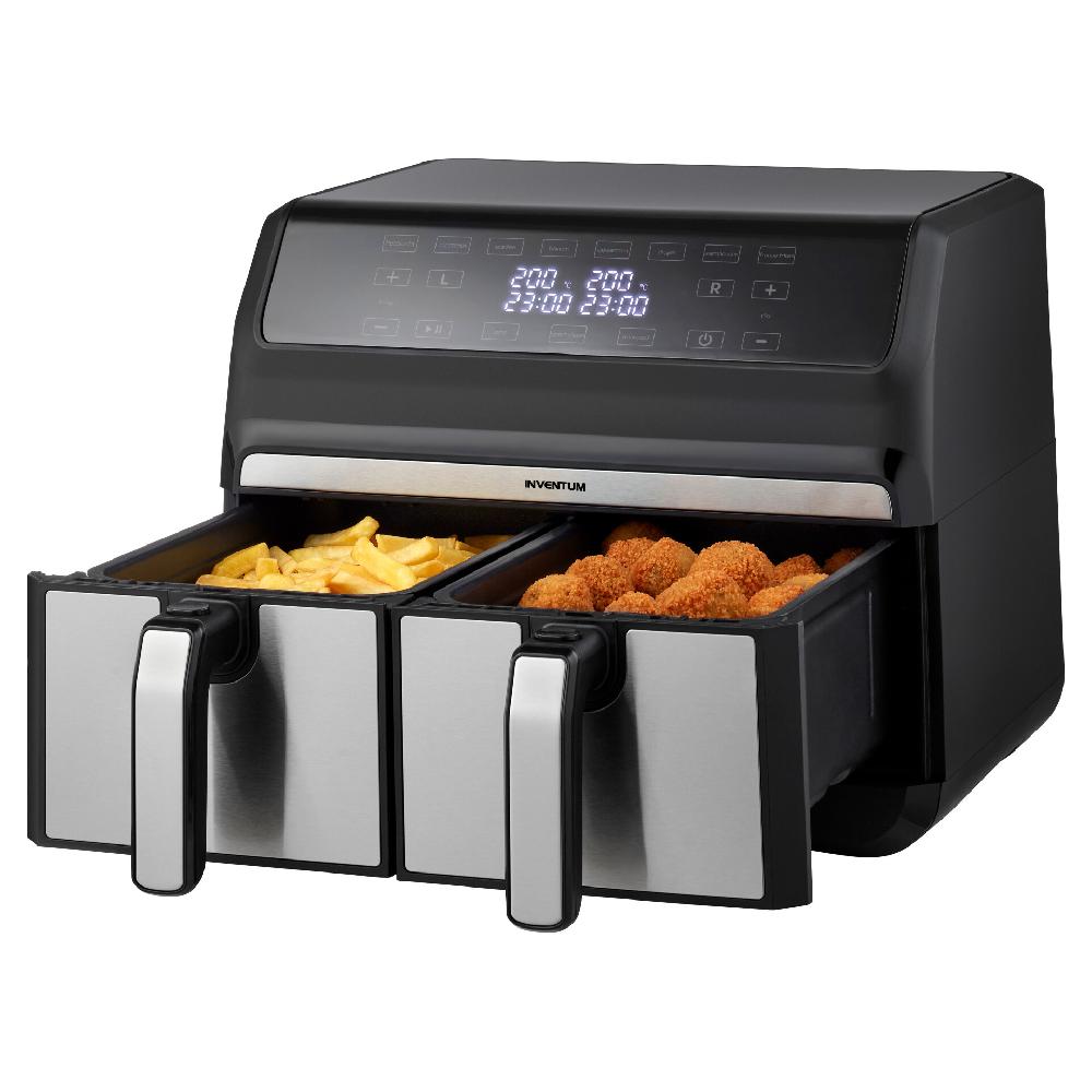 inventum Airfryer - Inhoud 2x4 liter - Zwart/RVS