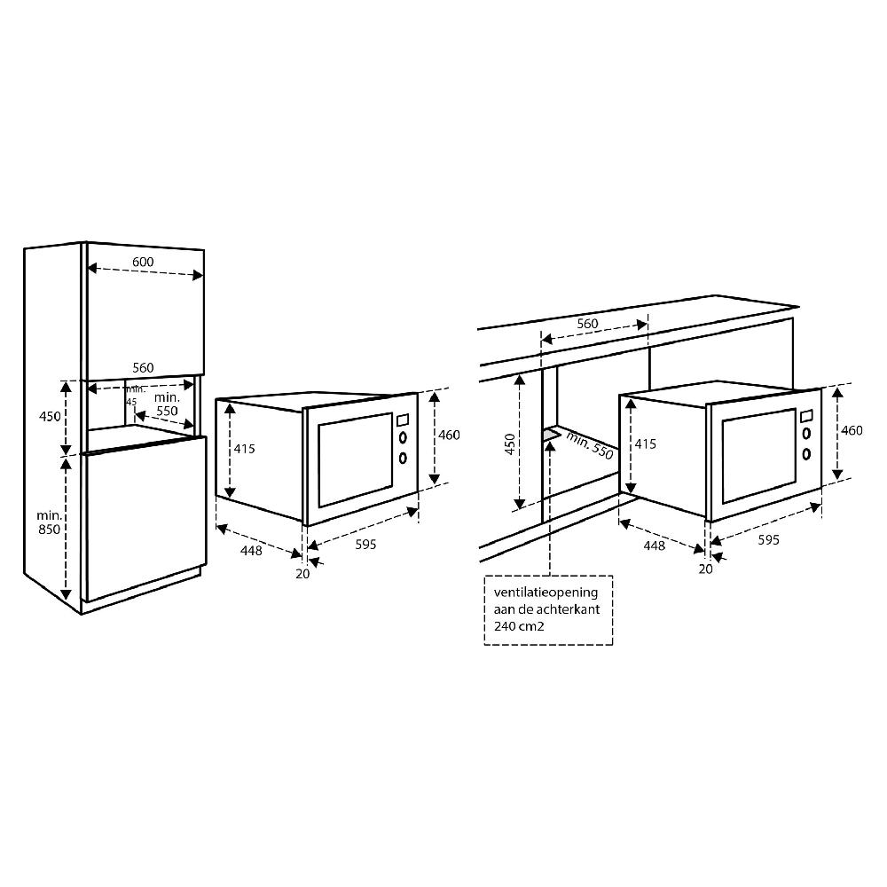 Inventum Combimagnetron - 32 L - Nis 45 Cm - RVS/Zwart