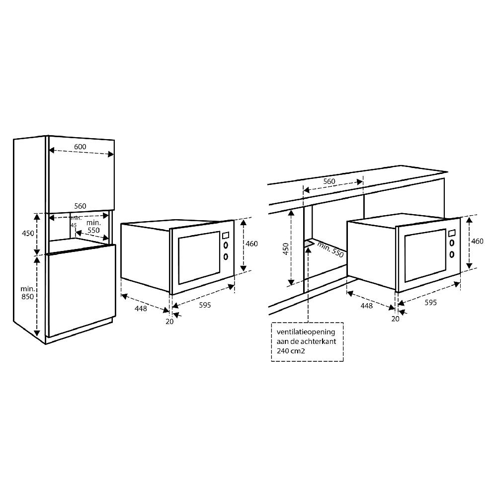Inventum Combimagnetron - 32 L - Nis 45 Cm - Zwart