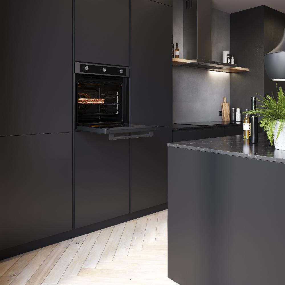 Inventum Oven - 72 L - Nis 60 Cm - Zwart/RVS