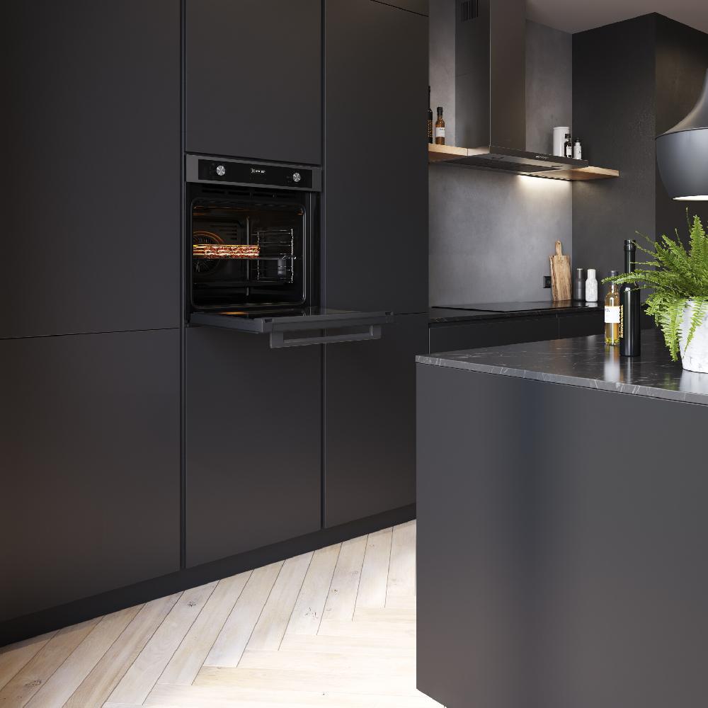 Inventum Oven - 72 L - Nis 60 Cm - Zwart/RVS