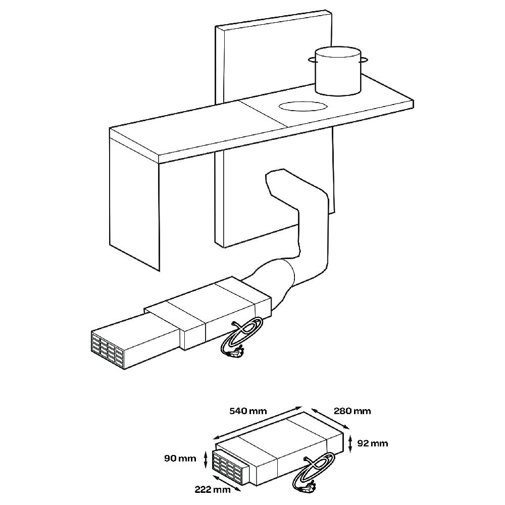 Inventum Plasmafilter - Afzuigkap - Plat - 800 M³