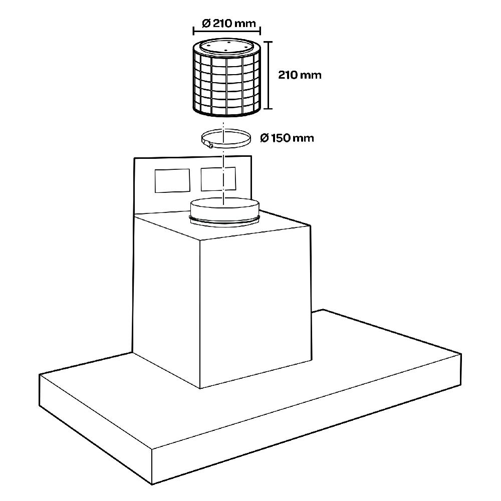 Inventum Plasmafilter - Afzuigkap - Rond - 800 M³